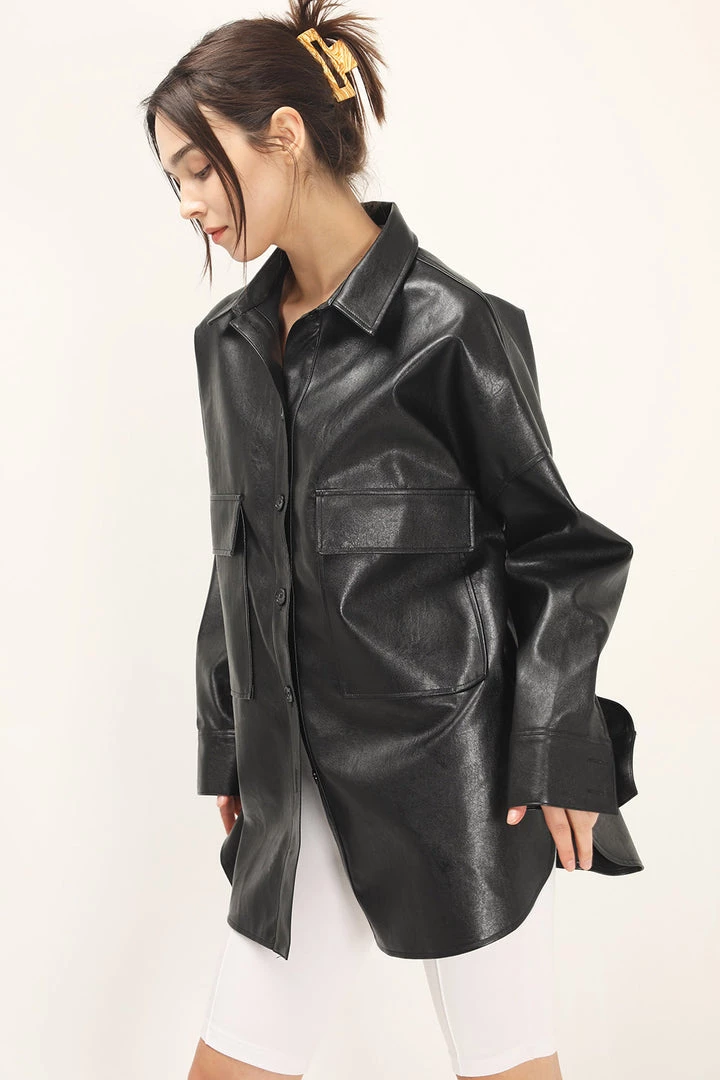 STORETS Ryann Pleather Oversized Jacket