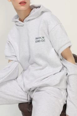 STORETS Kate Sleeve Cutout Hoodie Sweatshirt