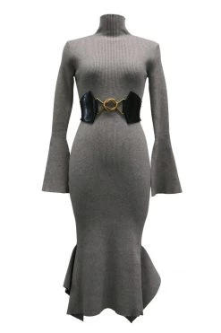 STORETS Mia Belted Ruffle Knit Dress