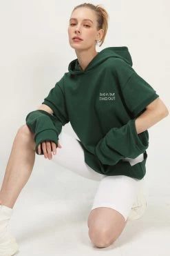 STORETS Kate Sleeve Cutout Hoodie Sweatshirt