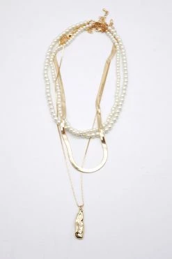 STORETS Violet Pearl Gold Stone Necklace WHAT'S NEW