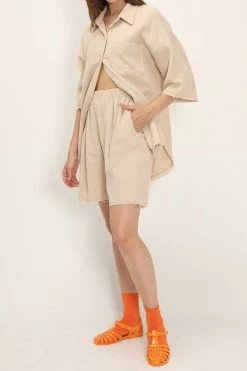 STORETS Georgia Textured Raw Edge Shorts