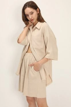 STORETS Georgia Textured Raw Edge Shorts