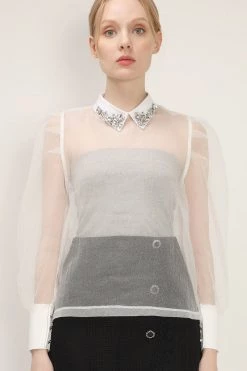 STORETS Ava Jeweled Organza Blouse