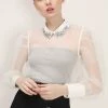 STORETS Ava Jeweled Organza Blouse