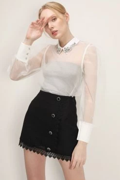 STORETS Ava Jeweled Organza Blouse