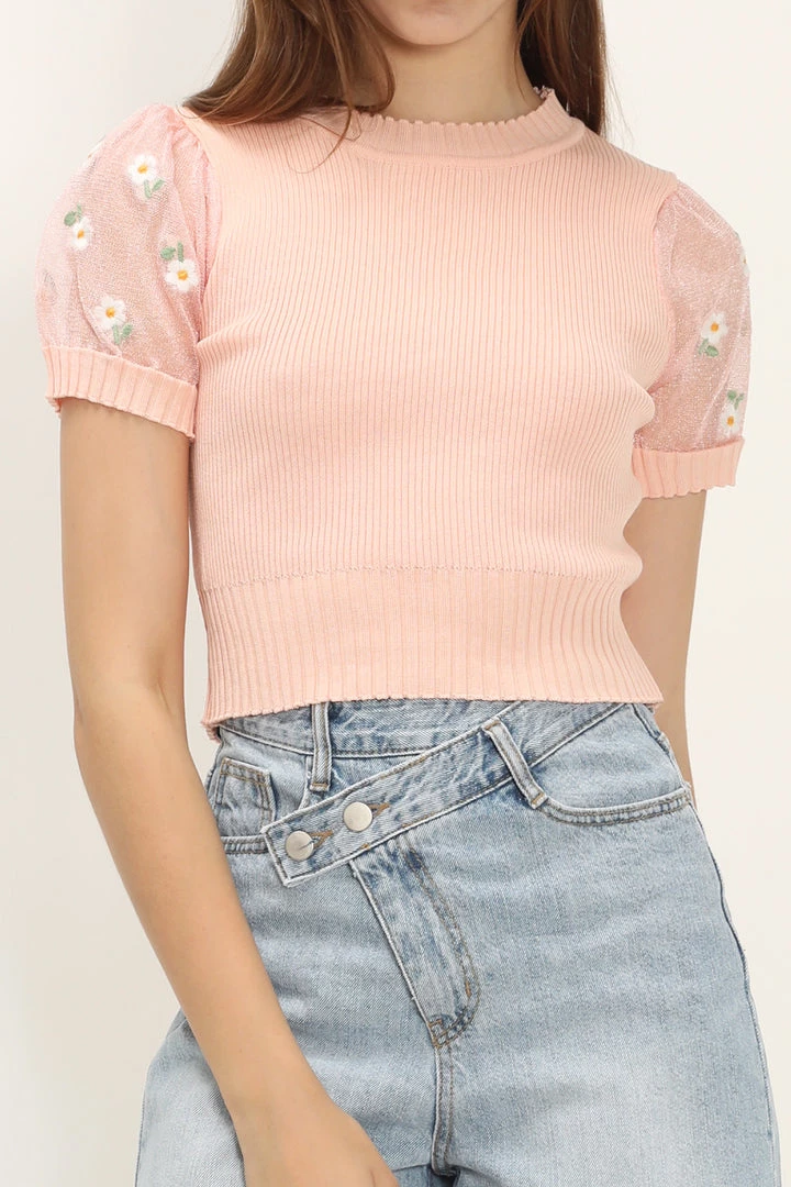 STORETS CLOTHING Isabelle Floral Sleeve Knit Top