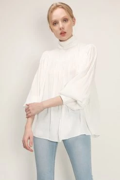 STORETS Evelyn Balloon Sleeve Ruched Blouse CLOTHING
