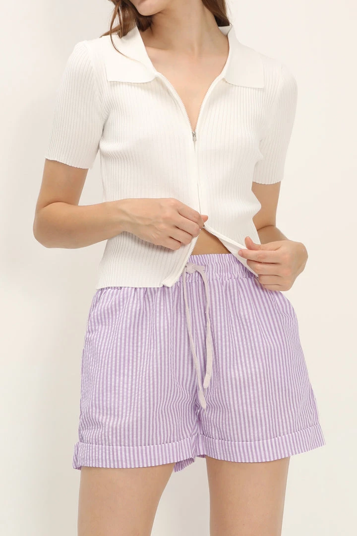 STORETS CLOTHING Liliana Ribbed Zip-up Knit Top