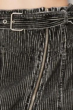 STORETS SALE Beatrice Striped Corduroy Belt Skirt