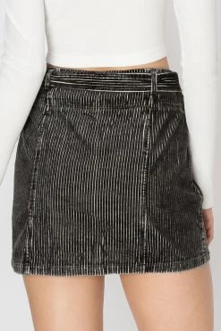 STORETS SALE Beatrice Striped Corduroy Belt Skirt