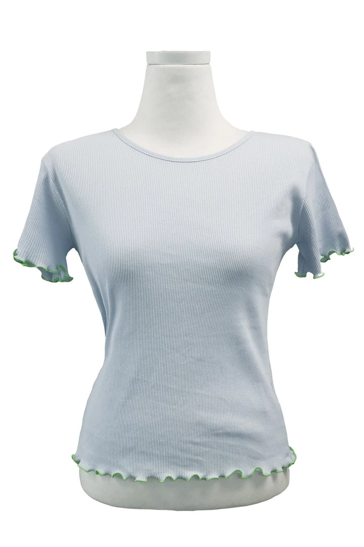 STORETS SALE Emma Contrast Lettuce Trim Top CLOTHING