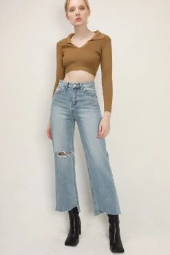 STORETS CLOTHING Sadie Tie Back Collared Top