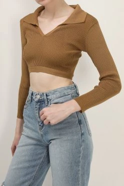 STORETS CLOTHING Sadie Tie Back Collared Top