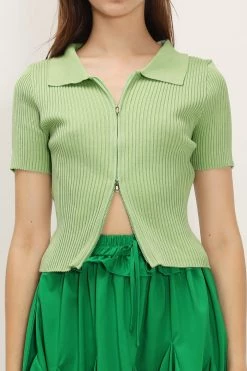 STORETS CLOTHING Liliana Ribbed Zip-up Knit Top