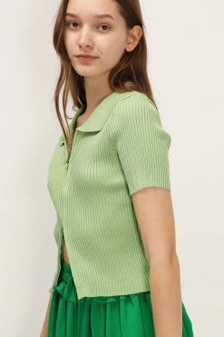 STORETS CLOTHING Liliana Ribbed Zip-up Knit Top