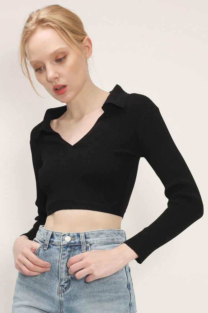 STORETS CLOTHING Sadie Tie Back Collared Top