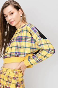 STORETS SALE CLOTHING Lynn Cropped Plaid Sweatshirt-2 Colors