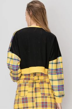 STORETS SALE CLOTHING Lynn Cropped Plaid Sweatshirt-2 Colors