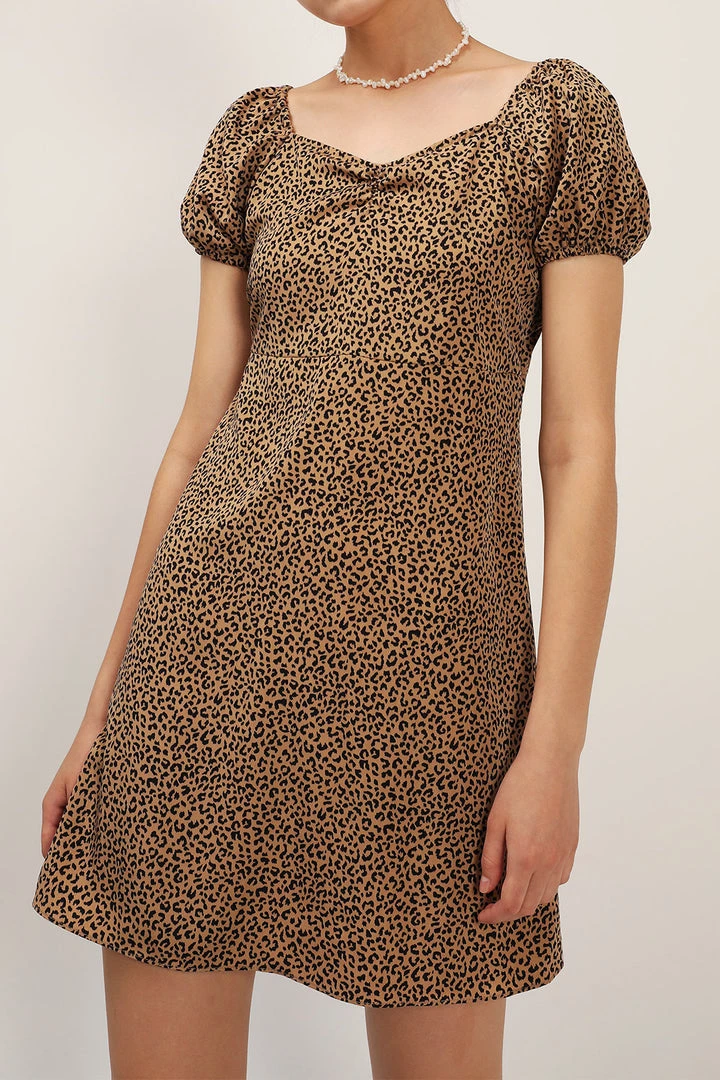STORETS Emma Puff Sleeve Leopard Dress CLOTHING