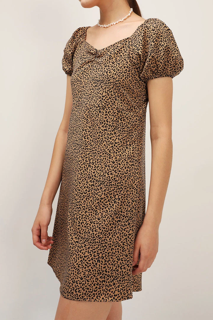 STORETS Emma Puff Sleeve Leopard Dress CLOTHING