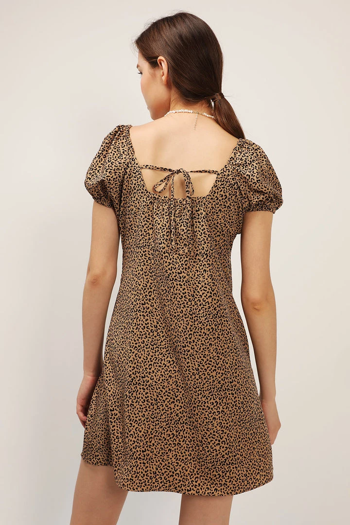 STORETS Emma Puff Sleeve Leopard Dress CLOTHING