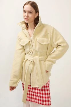 STORETS Amelia Fuzzy Belted Shacket CLOTHING