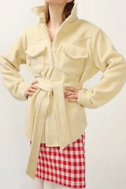 STORETS Amelia Fuzzy Belted Shacket CLOTHING
