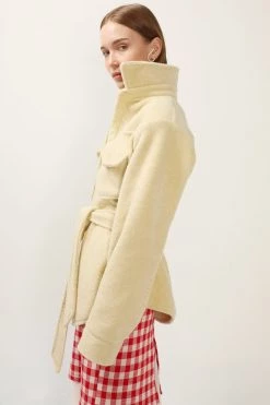 STORETS Amelia Fuzzy Belted Shacket CLOTHING