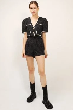 STORETS CLOTHING Alina Frayed Waist Cuffed Shorts