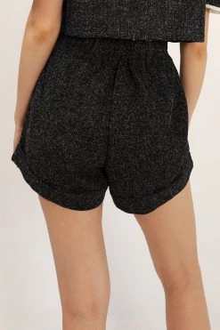 STORETS CLOTHING Alina Frayed Waist Cuffed Shorts