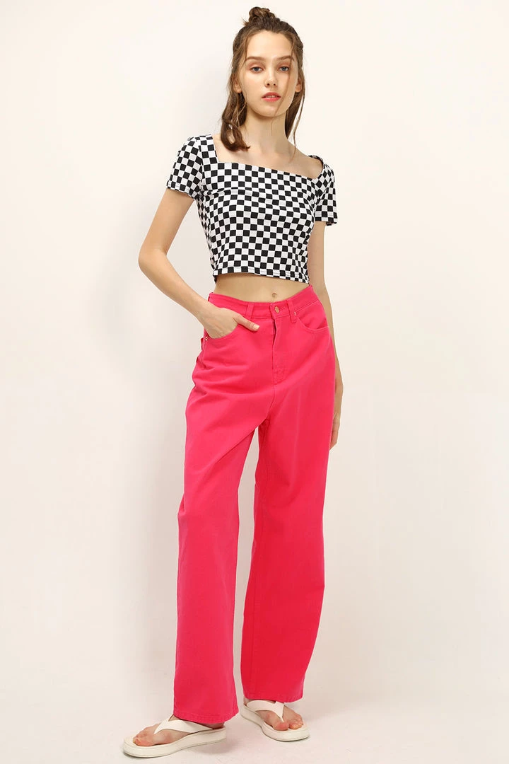 STORETS CLOTHING Melanie T-shirt In Checkerboard Print