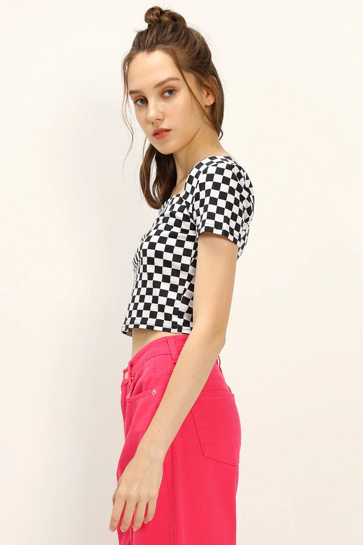 STORETS CLOTHING Melanie T-shirt In Checkerboard Print