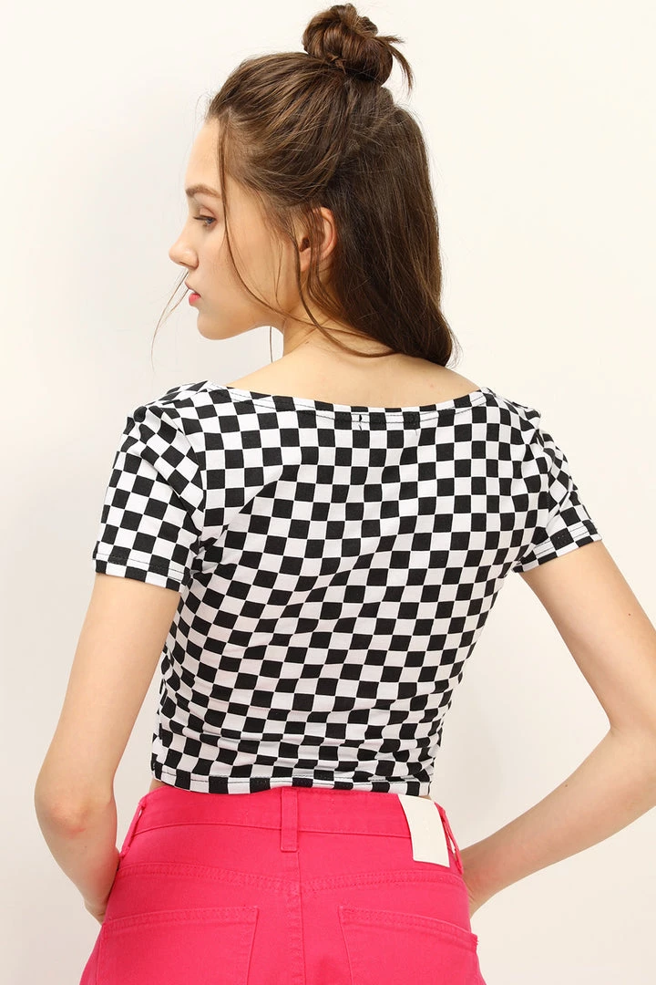 STORETS CLOTHING Melanie T-shirt In Checkerboard Print