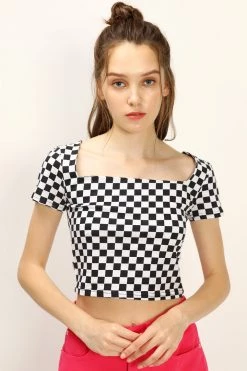 STORETS CLOTHING Melanie T-shirt In Checkerboard Print