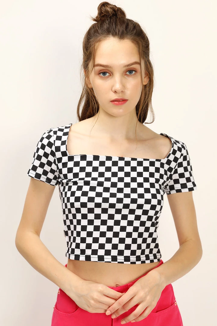 STORETS CLOTHING Melanie T-shirt In Checkerboard Print