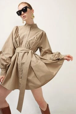 STORETS CLOTHING Tori Piping Detail Shirt Dress