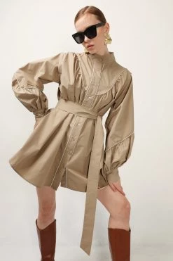 STORETS CLOTHING Tori Piping Detail Shirt Dress