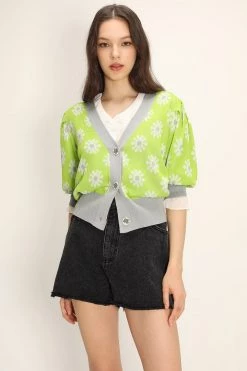 STORETS Kathleen Floral Puffed Cardigan CLOTHING