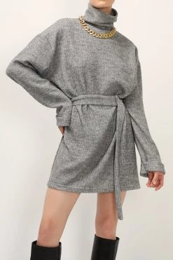 STORETS SALE Madison Turtle Neck Belted Dress