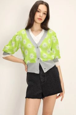 STORETS Kathleen Floral Puffed Cardigan CLOTHING