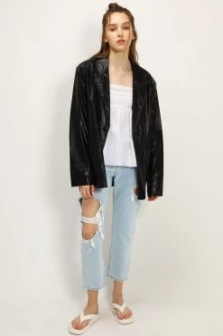 STORETS Kennedy Oversized Faux Leather Blazer CLOTHING