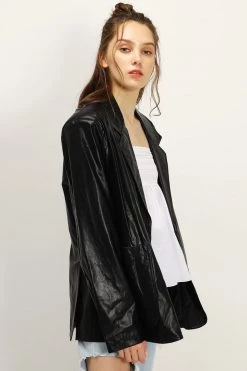 STORETS Kennedy Oversized Faux Leather Blazer CLOTHING