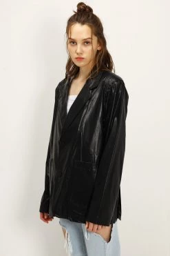 STORETS Kennedy Oversized Faux Leather Blazer CLOTHING