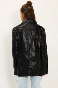 STORETS Kennedy Oversized Faux Leather Blazer CLOTHING
