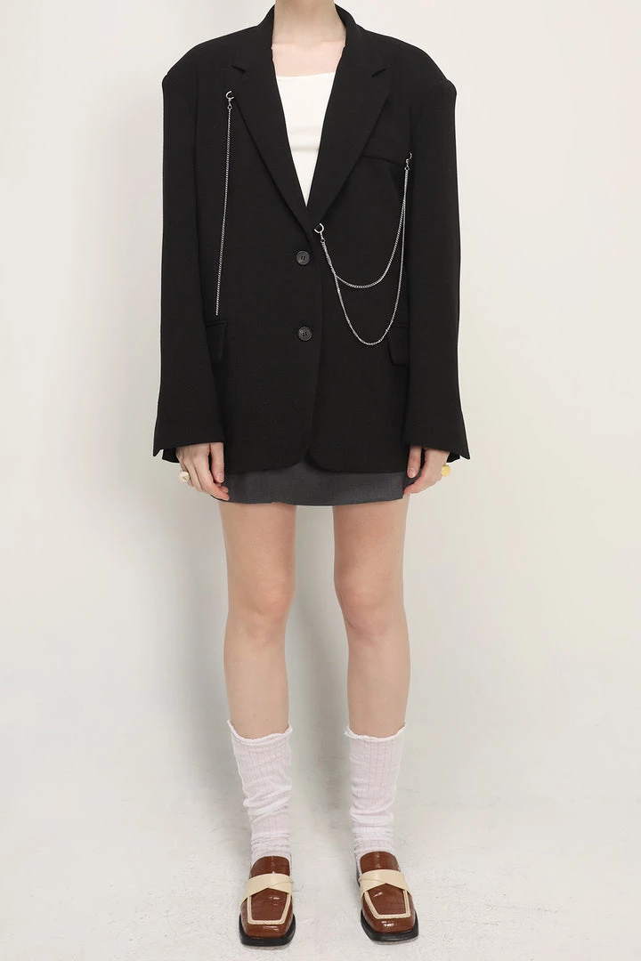 STORETS Presley Chain Detail Boyfriend Jacket CLOTHING
