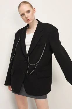 STORETS Presley Chain Detail Boyfriend Jacket CLOTHING
