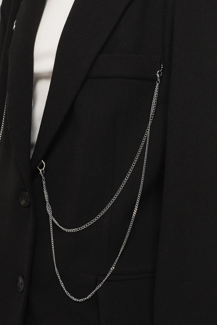 STORETS Presley Chain Detail Boyfriend Jacket CLOTHING