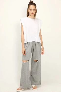 STORETS Hazel Open Back Shoulder Padded Top