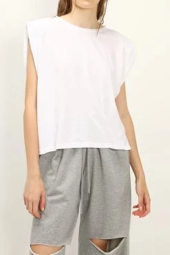 STORETS Hazel Open Back Shoulder Padded Top